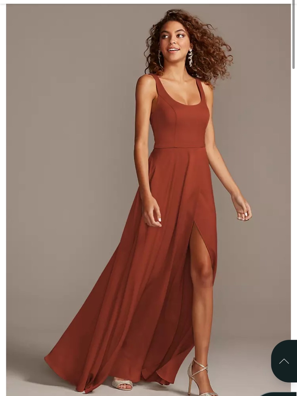 David's Bridal Cinnamon Satin Maxi Dress